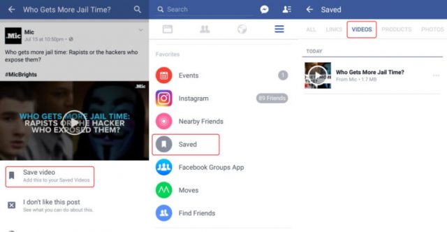 Facebook video offline