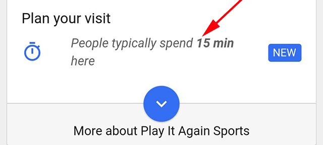 Google : Temps passé sur un lieu
