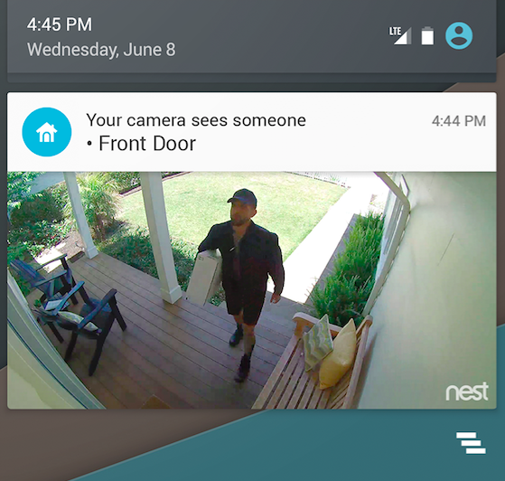 Nest Cam Outdoor : Notification de détection de personne