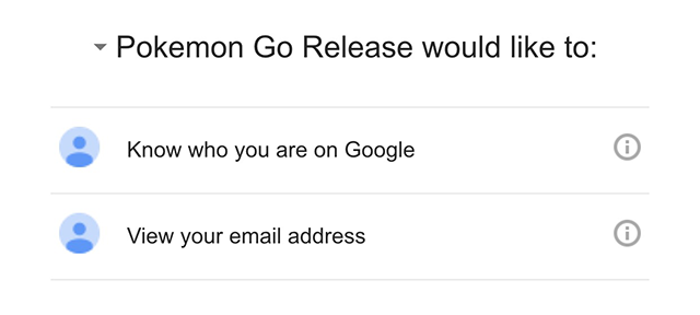 Pokémon Go : Permissions compte Google