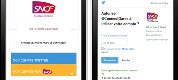 SNCF : Accès au Wifi via l'authentification Twitter