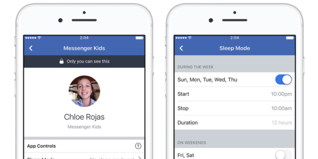 Facebook Messenger Kids : Sleep mode