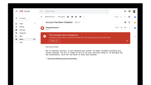 Gmail : Avertissement de sécurité