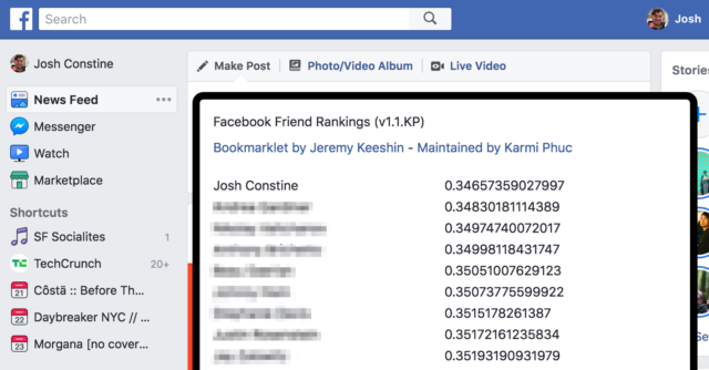 Facebook Friend Rankings - Score