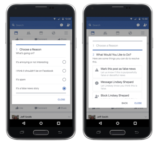 Facebook : Signalement fake news