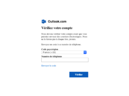 Outlook : Vérification de compte via numéro de téléphone