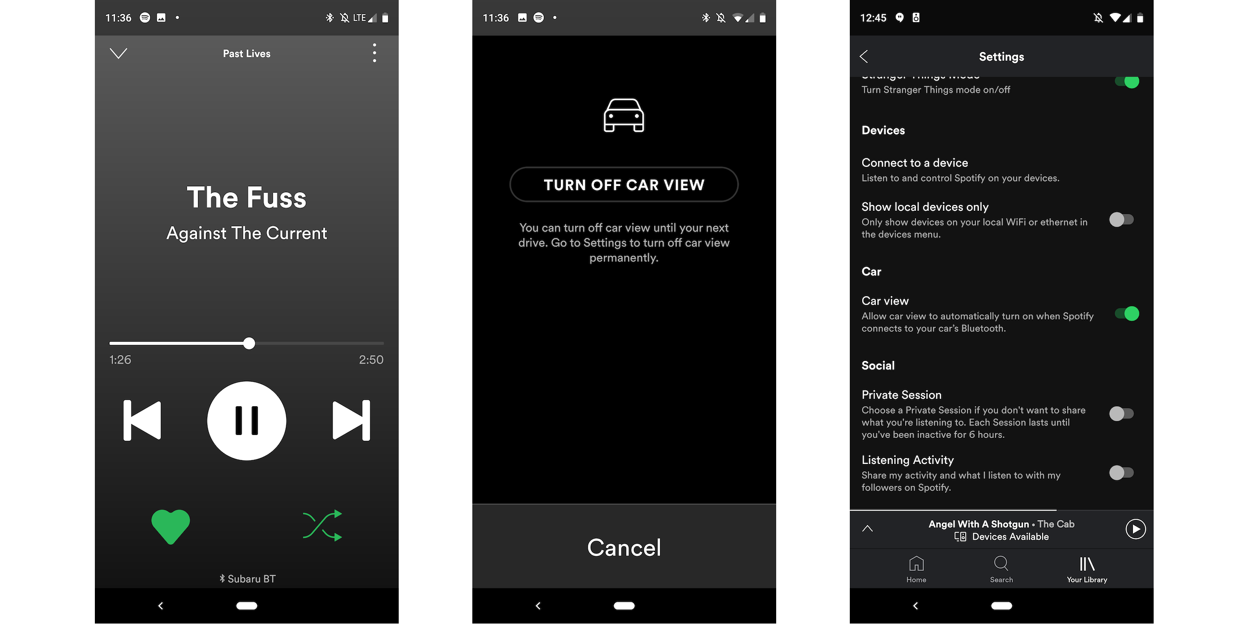 Spotify Une interface épurée de l'app mobile pour la voiture Life