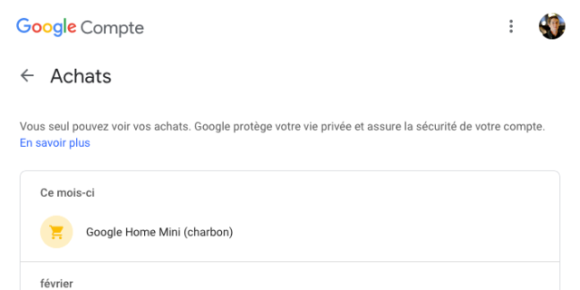 Compte Google : Achats en ligne