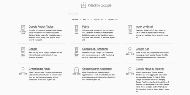 Killed by Google : Les apps, services et produits tués par Google