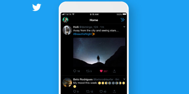 Twitter Lights out : Dark mode noir