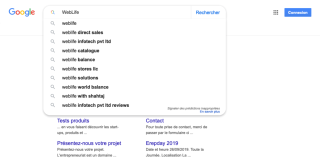 Google : Bouton Rechercher & suggestions avec loupe