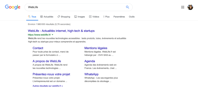 Google : Taille normale de la typographie dans les résultats de recherche